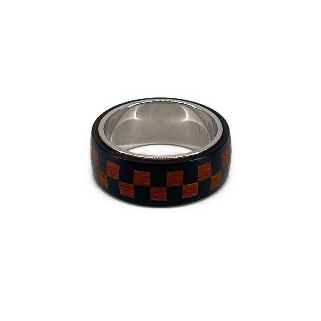 Louis Vuitton Silver Damier Wood Ring 64 Brown — view 3