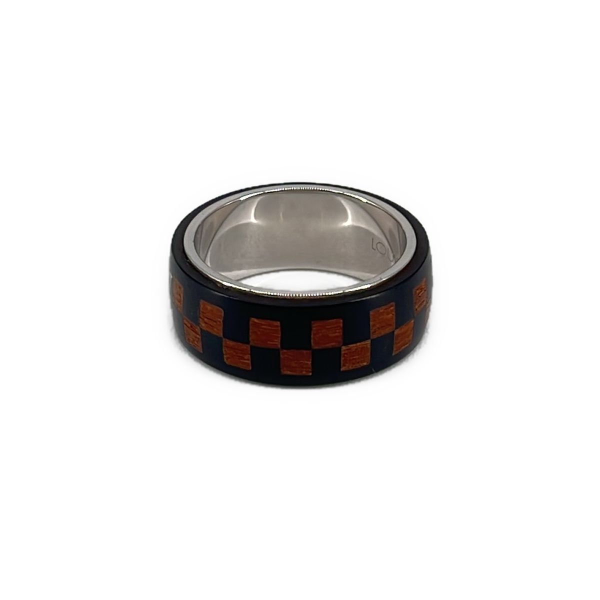 Louis Vuitton Silver Damier Wood Ring 64 Brown — view 3