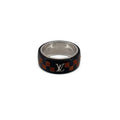 Louis Vuitton Silver Damier Wood Ring 64 Brown