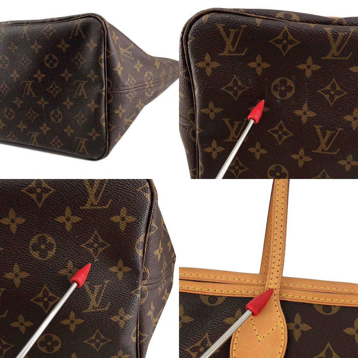 Louis Vuitton Neverfull MM Leather Monogram Tote Brown — view 9