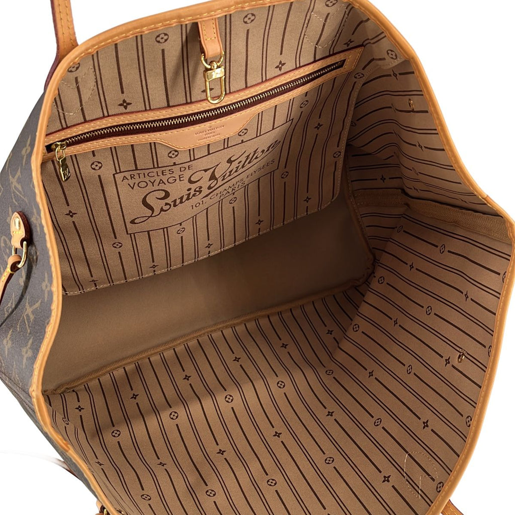 Louis Vuitton Neverfull MM Leather Monogram Tote Brown — view 3