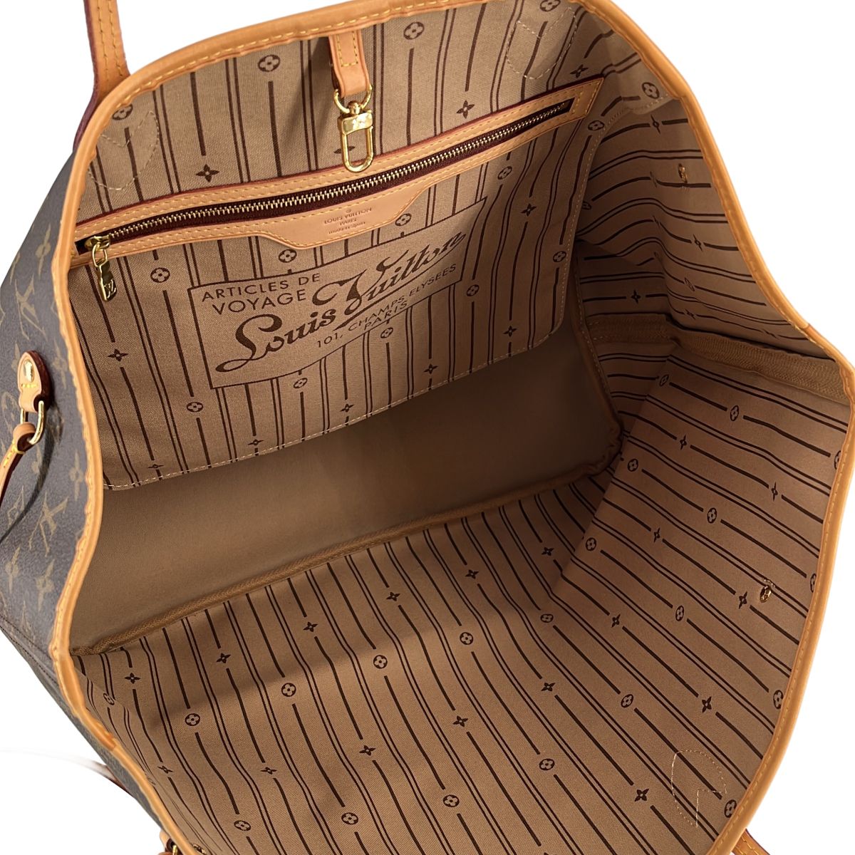 Louis Vuitton Neverfull MM Leather Monogram Tote Brown — view 3