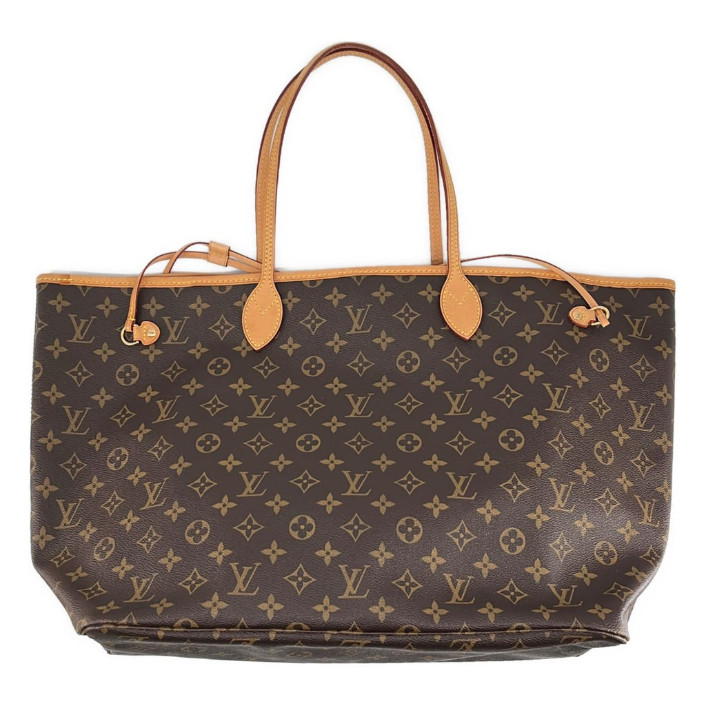 Louis Vuitton Neverfull MM Leather Monogram Tote Brown