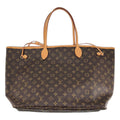Louis Vuitton Neverfull MM Leather Monogram Tote Brown