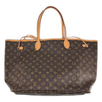 Louis Vuitton Neverfull MM Leather Monogram Tote Brown