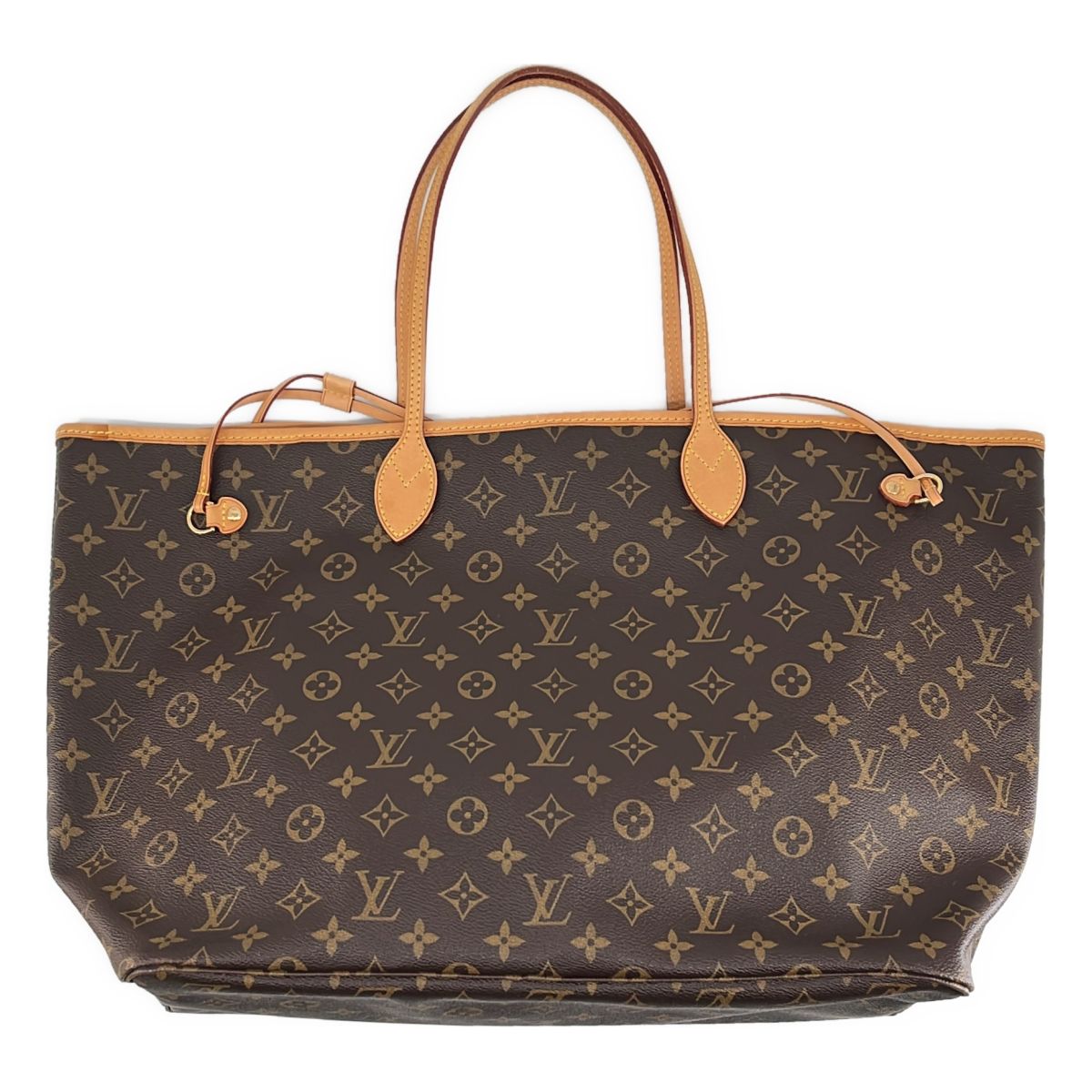Louis Vuitton Neverfull MM Leather Monogram Tote Brown