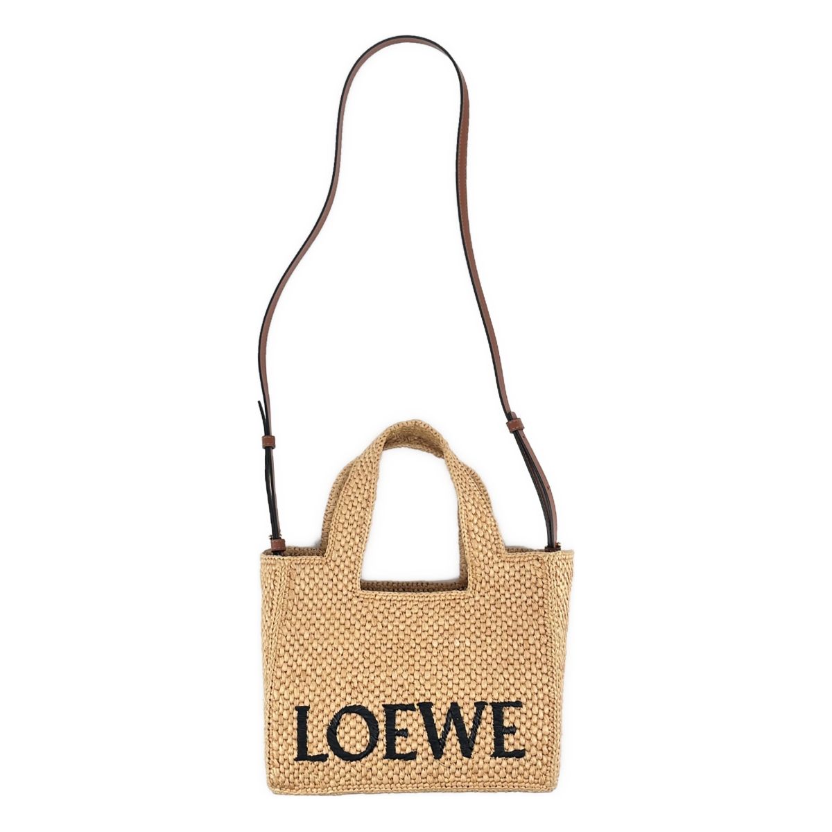 Loewe 2-Way Font Tote Raffia Basket Natural