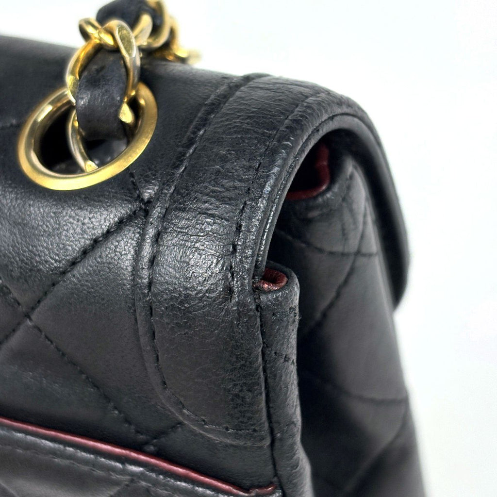 Chanel CC Logo Chain Shoulder Bag Quilted Leather Black — view 9