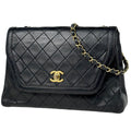 Chanel CC Logo Chain Shoulder Bag Quilted Leather Black