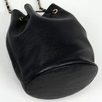 Chanel Deauville Shoulder Bag Studs Drawstring Caviar Leather Black — view 2