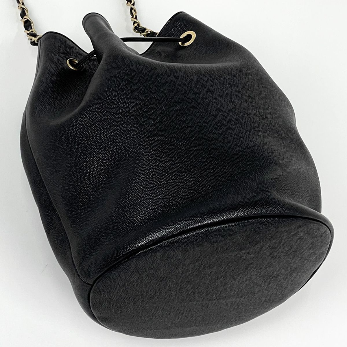 Chanel Deauville Shoulder Bag Studs Drawstring Caviar Leather Black — view 2