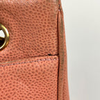 Chanel CC Logo Chain Tote Shoulder Bag Caviar Leather Salmon Pink — view 5