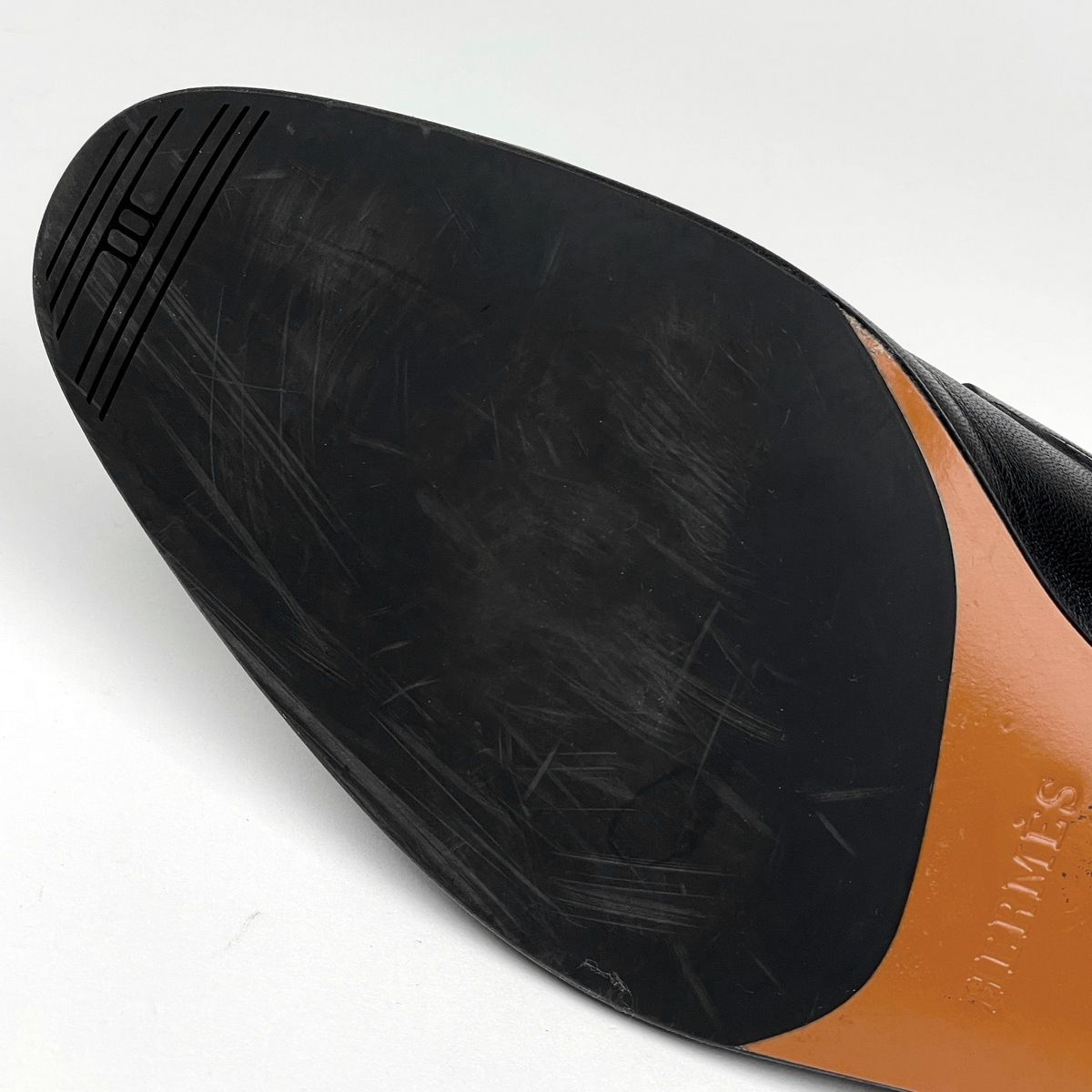 Hermes Logo Business Shoes Leather Black — view 6