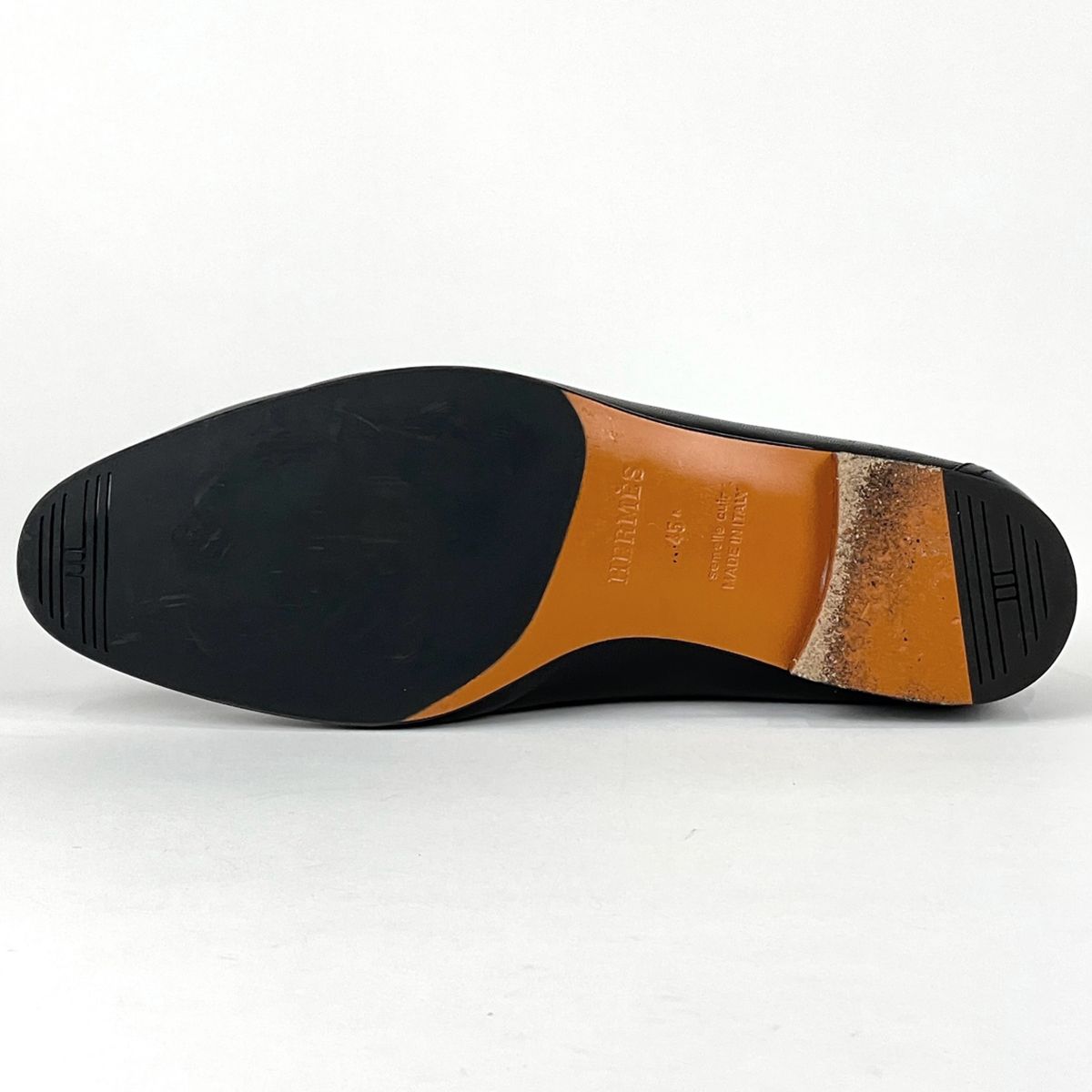 Hermes Logo Business Shoes Leather Black — view 2