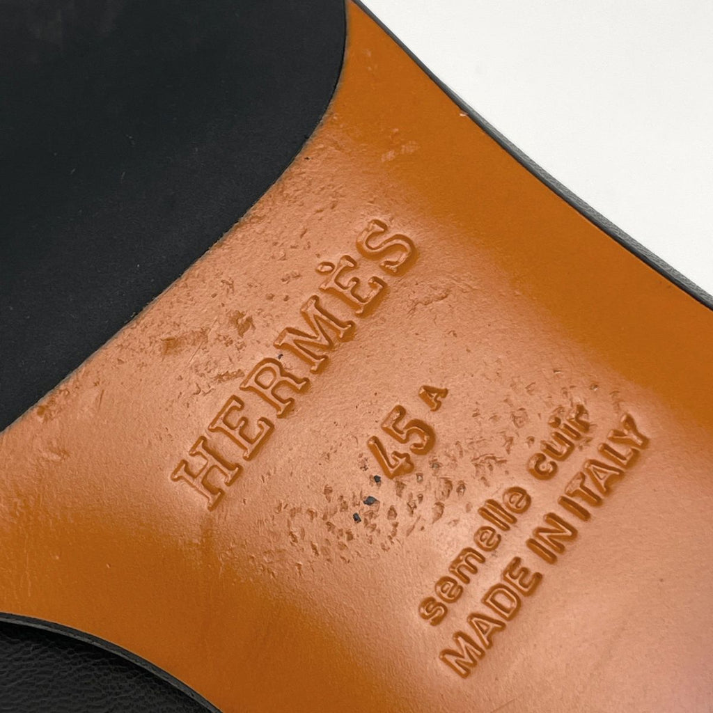 Hermes Logo Business Shoes Leather Black — view 5