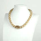 Chanel CC Logo Faux Pearl Necklace CC Mark Turnlock White Gold — view 7