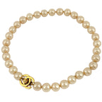 Chanel CC Logo Faux Pearl Necklace CC Mark Turnlock White Gold