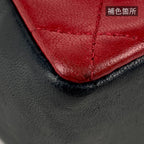 Chanel CC Logo Chain Shoulder Bag Bicolor Leather Red Black — view 5