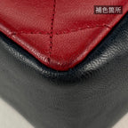 Chanel CC Logo Chain Shoulder Bag Bicolor Leather Red Black — view 6