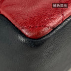 Chanel CC Logo Chain Shoulder Bag Bicolor Leather Red Black — view 3