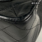 Chanel Quilted Double Flap Chain Shoulder Bag CC Logo Leather Black — view 6