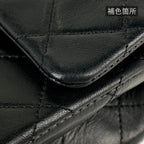Chanel Quilted Double Flap Chain Shoulder Bag CC Logo Leather Black — view 8