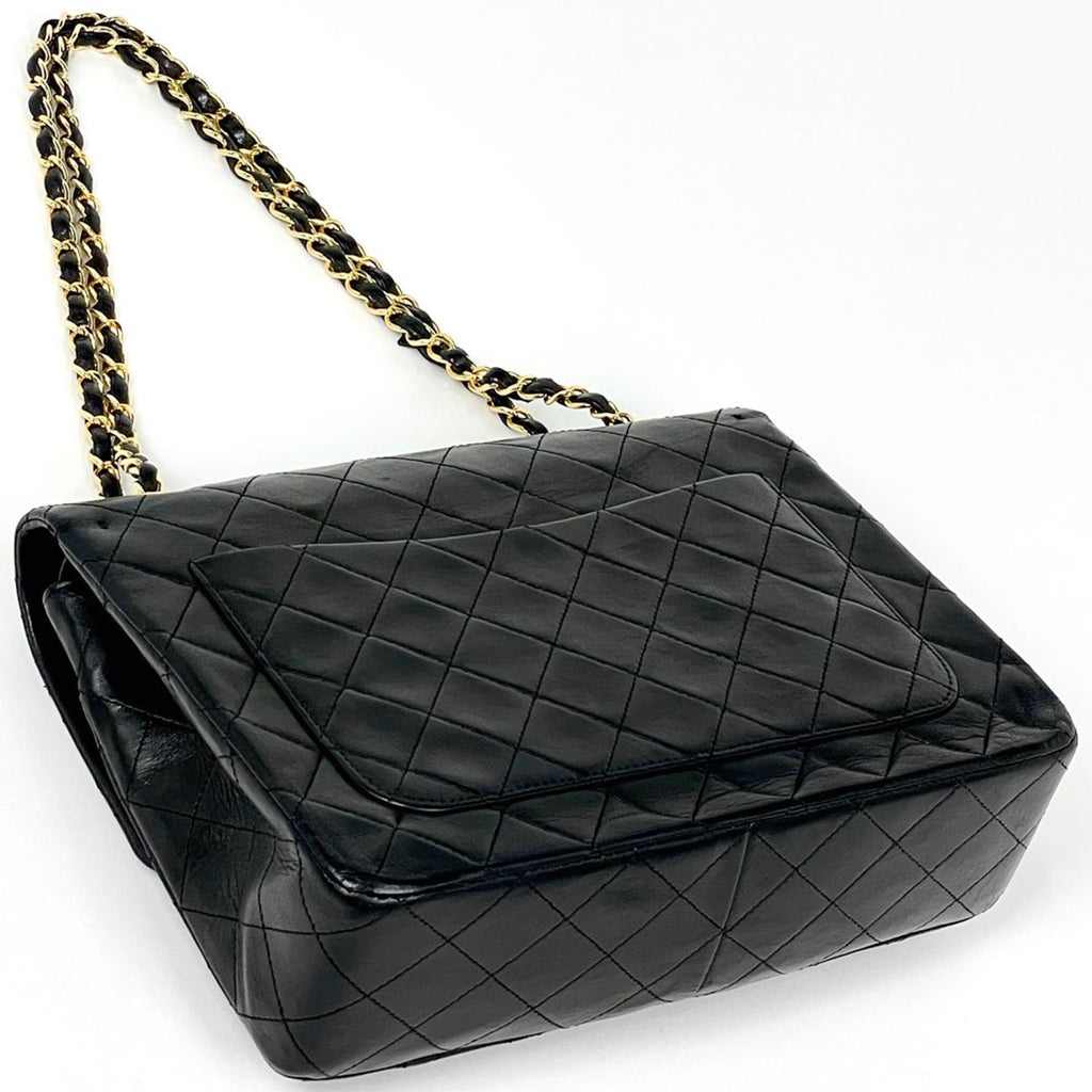 Chanel Quilted Double Flap Chain Shoulder Bag CC Logo Leather Black — view 2