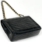 Chanel Quilted Double Flap Chain Shoulder Bag CC Logo Leather Black — view 2