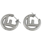 Fendi IS Earrings Hoop Silver Plated