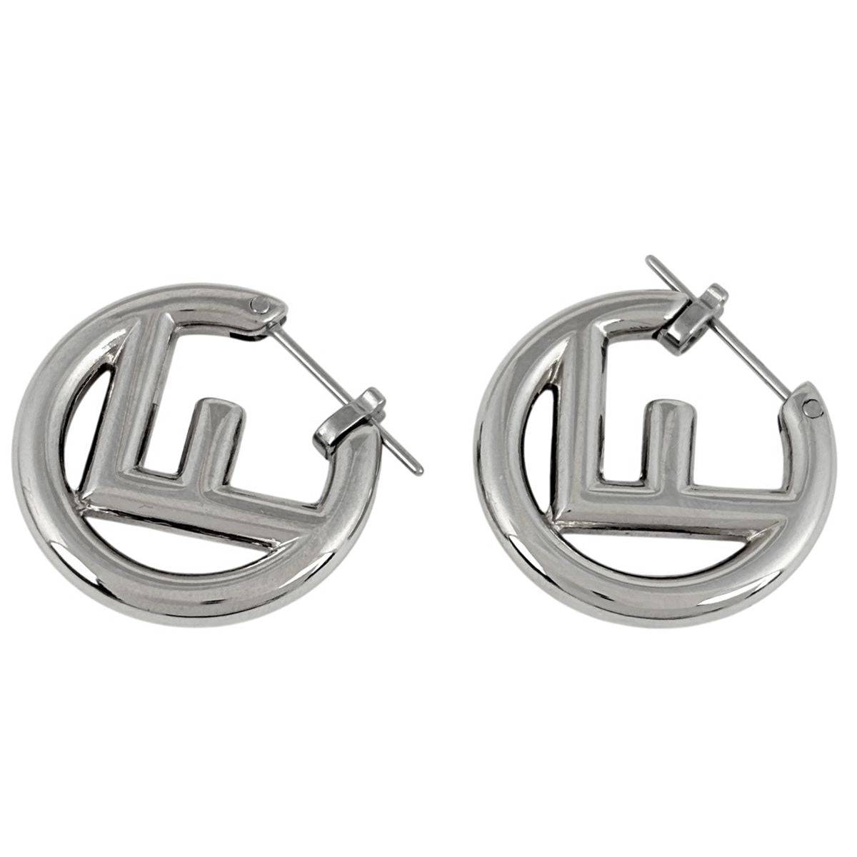 Fendi IS Earrings Hoop Silver Plated