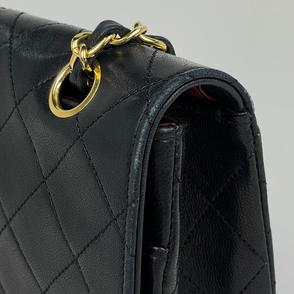 Chanel Quilted Single Flap Chain Shoulder Bag CC Logo Leather Black — view 6