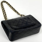 Chanel Quilted Single Flap Chain Shoulder Bag CC Logo Leather Black — view 2