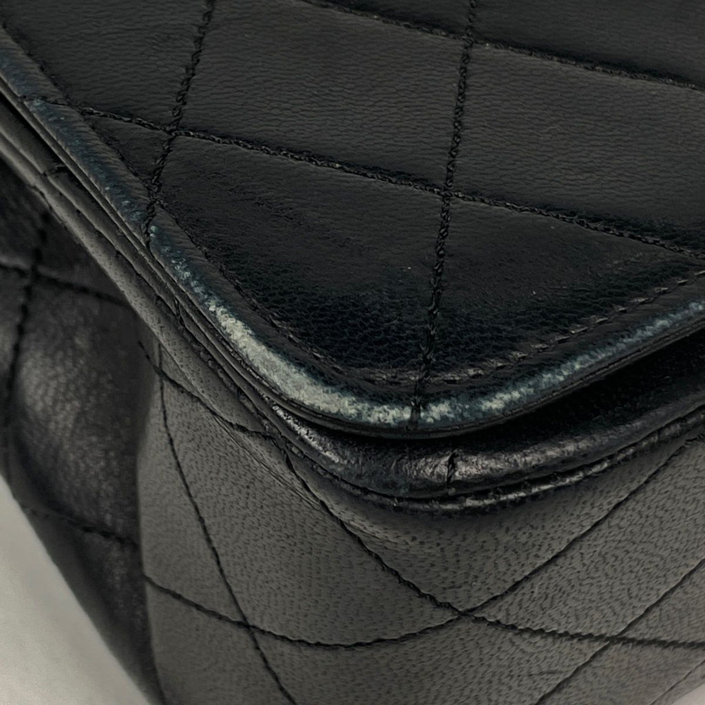 Chanel Quilted Single Flap Chain Shoulder Bag CC Logo Leather Black — view 4