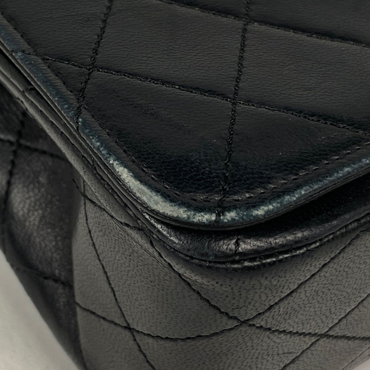 Chanel Quilted Single Flap Chain Shoulder Bag CC Logo Leather Black — view 4