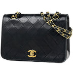 Chanel Quilted Single Flap Chain Shoulder Bag CC Logo Leather Black