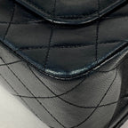 Chanel Quilted Single Flap Chain Shoulder Bag CC Logo Leather Black — view 3