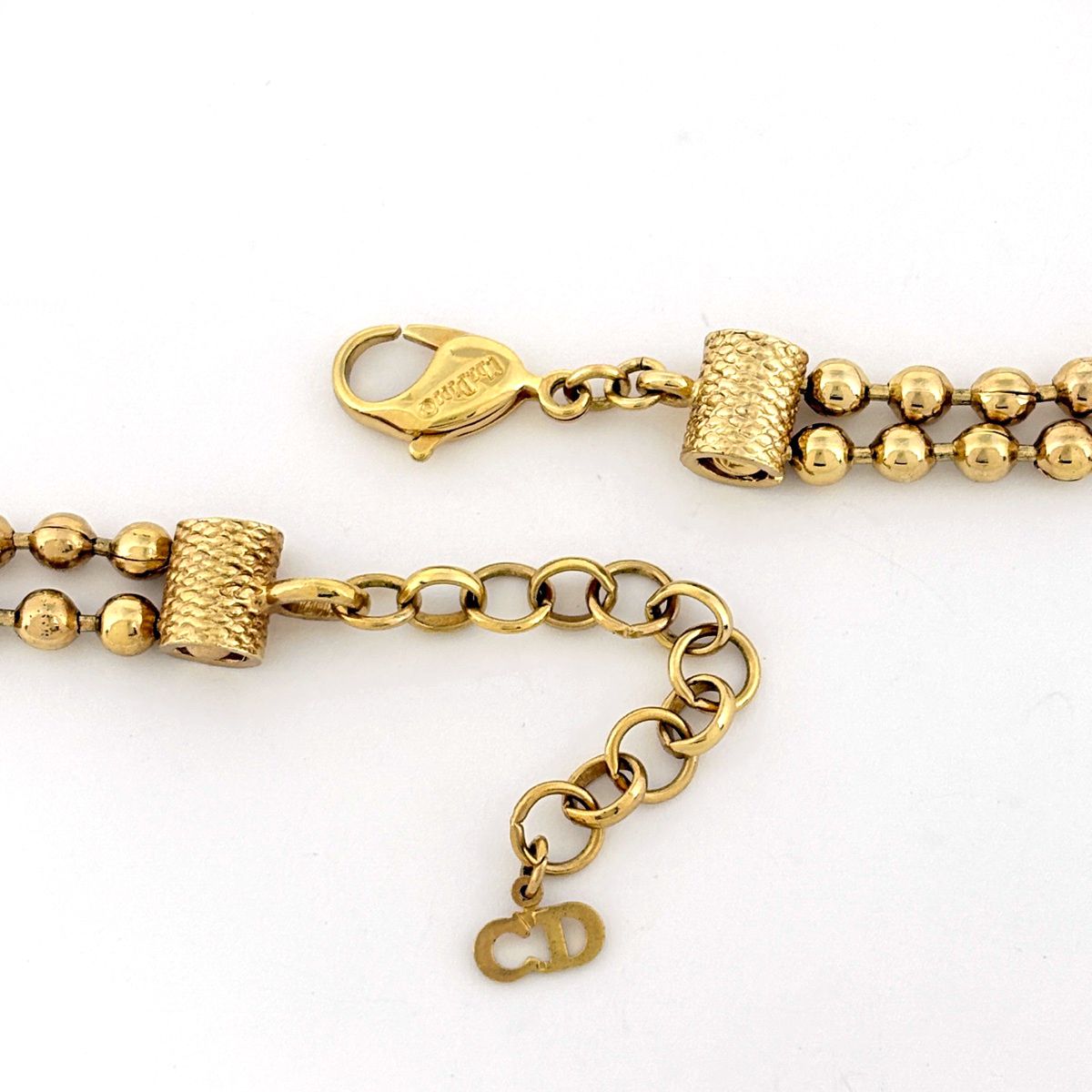 Dior Rhinestone Necklace Gold Plated — view 3