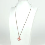 Chanel CC Logo Rhinestone Necklace Plastic Pink Gold — view 5