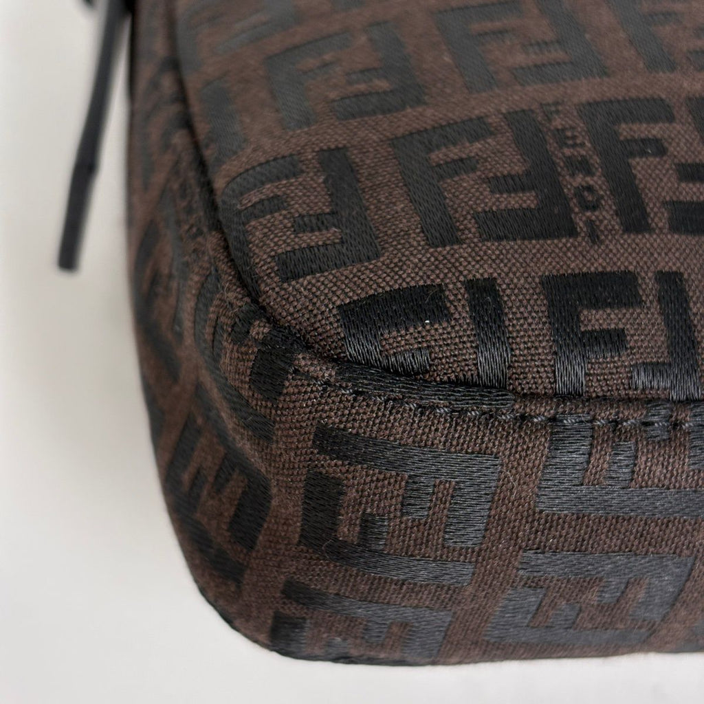 Fendi Zucchino Pattern Mamma Baguette Canvas Brown Shoulder — view 3