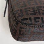 Fendi Zucchino Pattern Mamma Baguette Canvas Brown Shoulder — view 3
