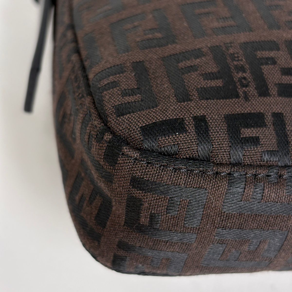Fendi Zucchino Pattern Mamma Baguette Canvas Brown Shoulder — view 3