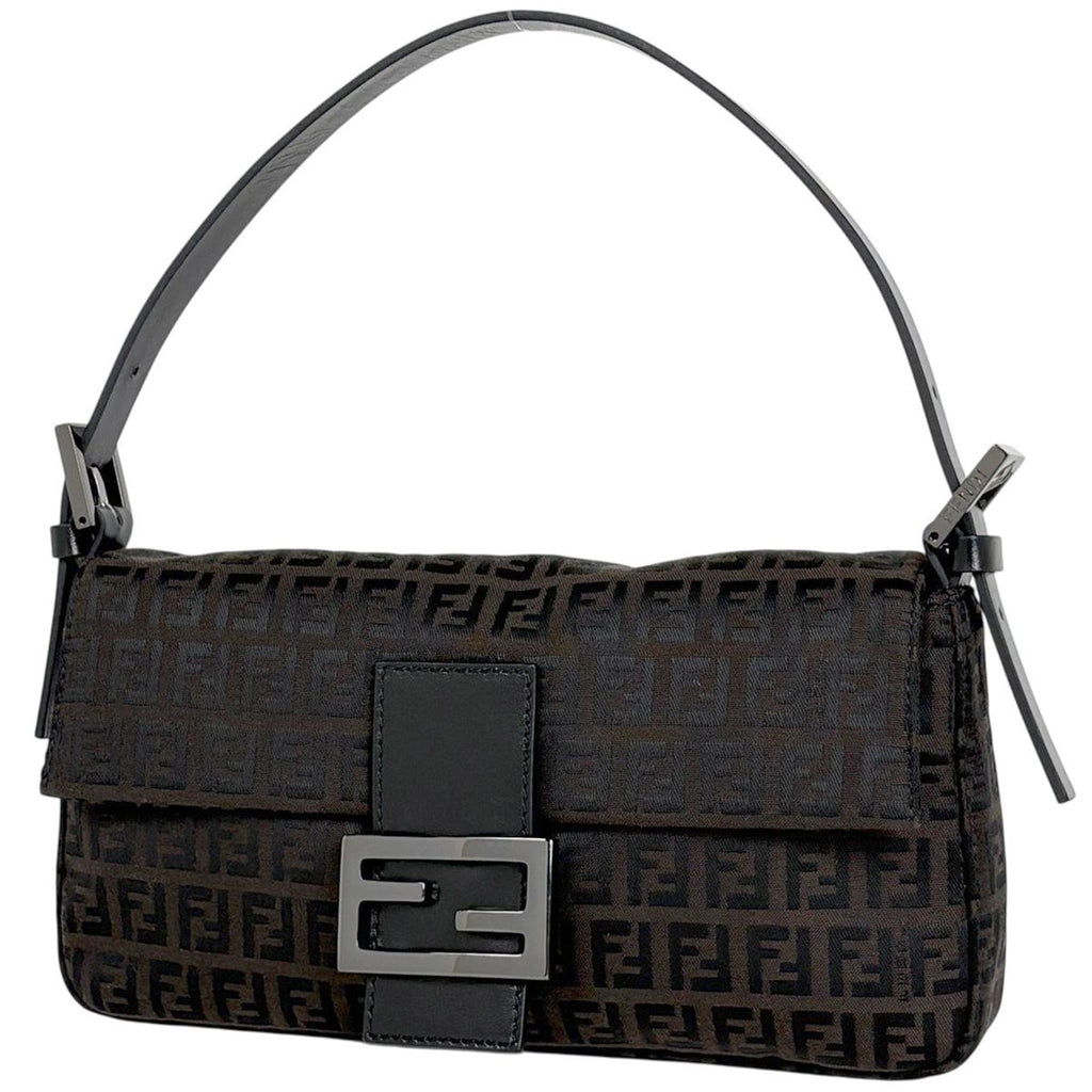 Fendi Zucchino Pattern Mamma Baguette Canvas Brown Shoulder