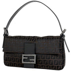 Fendi Zucchino Pattern Mamma Baguette Canvas Brown Shoulder