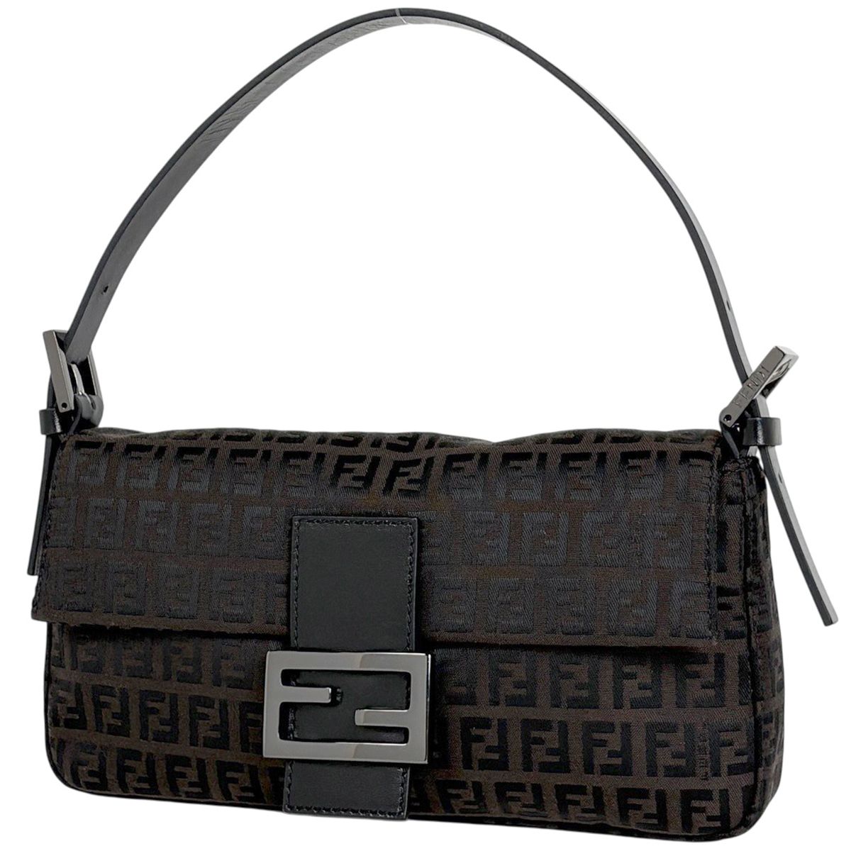 Fendi Zucchino Pattern Mamma Baguette Canvas Brown Shoulder
