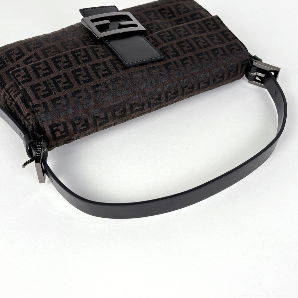 Fendi Zucchino Pattern Mamma Baguette Canvas Brown Shoulder — view 6