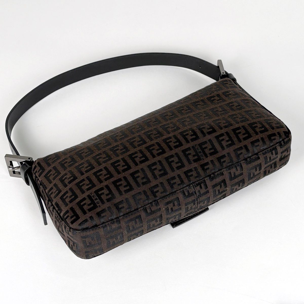 Fendi Zucchino Pattern Mamma Baguette Canvas Brown Shoulder — view 2