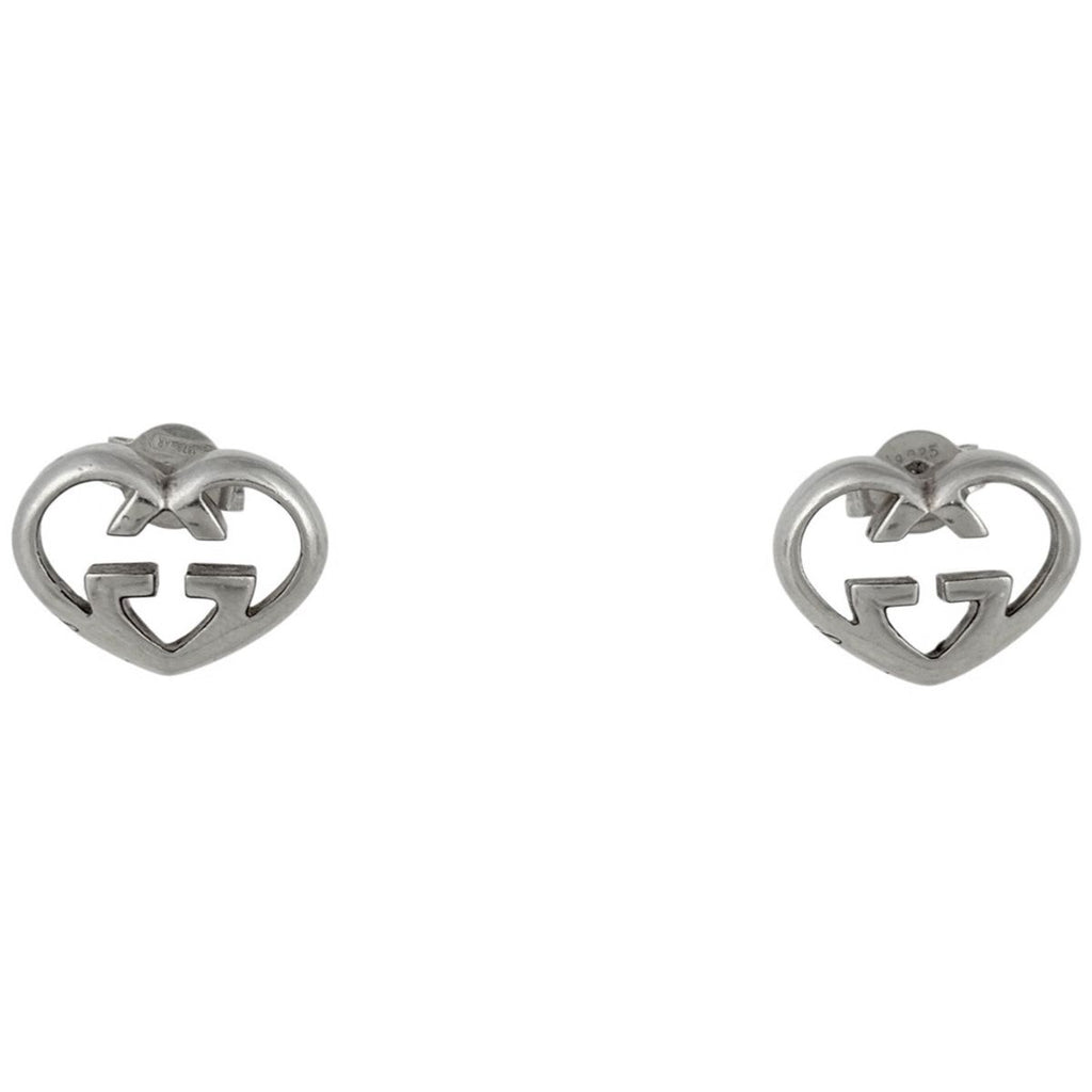 Gucci Interlocking Earrings Heart 925 Sterling Silver