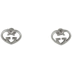 Gucci Interlocking Earrings Heart 925 Sterling Silver
