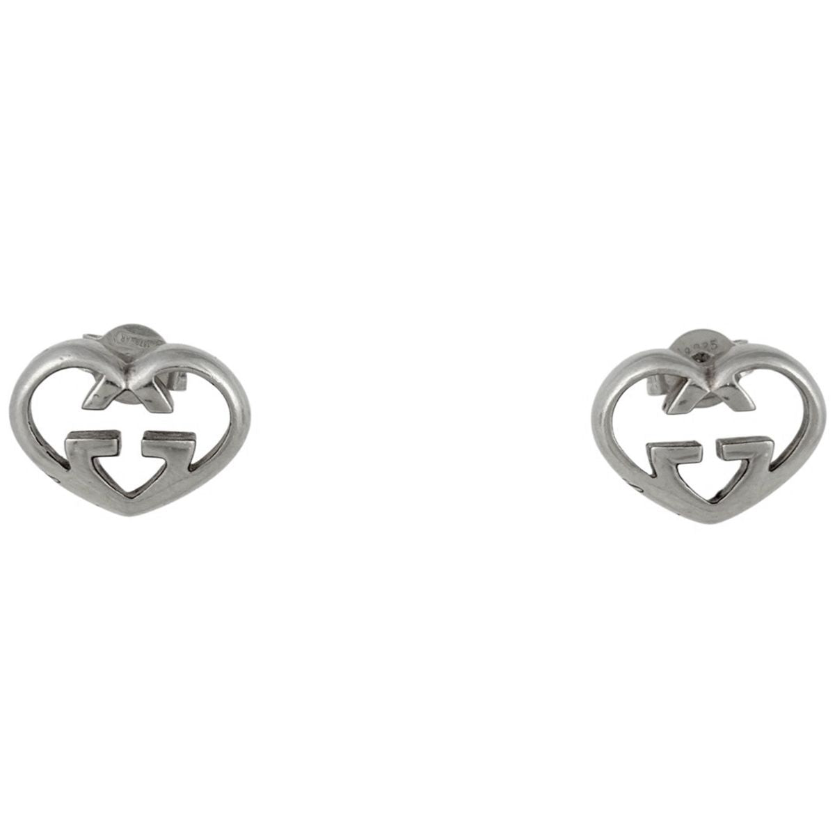 Gucci Interlocking Earrings Heart 925 Sterling Silver