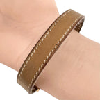 Hermes Puspusu Leather Metal Brown Bracelet Gold — view 5